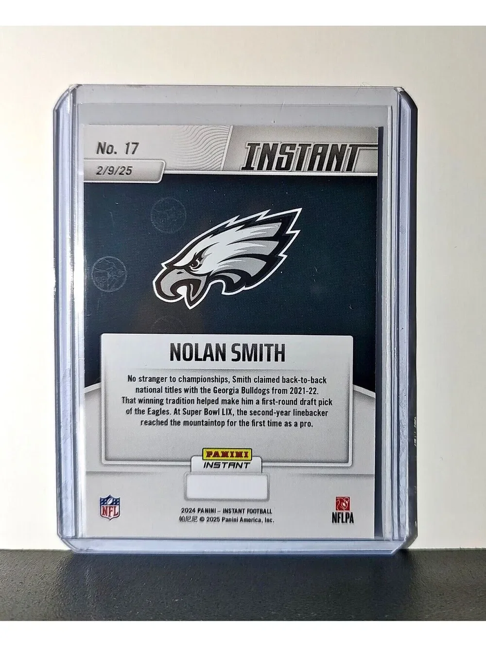 Nolan Smith 2024 Panini Super Bowl LIX Champions NFL #17 Football Card Eagles